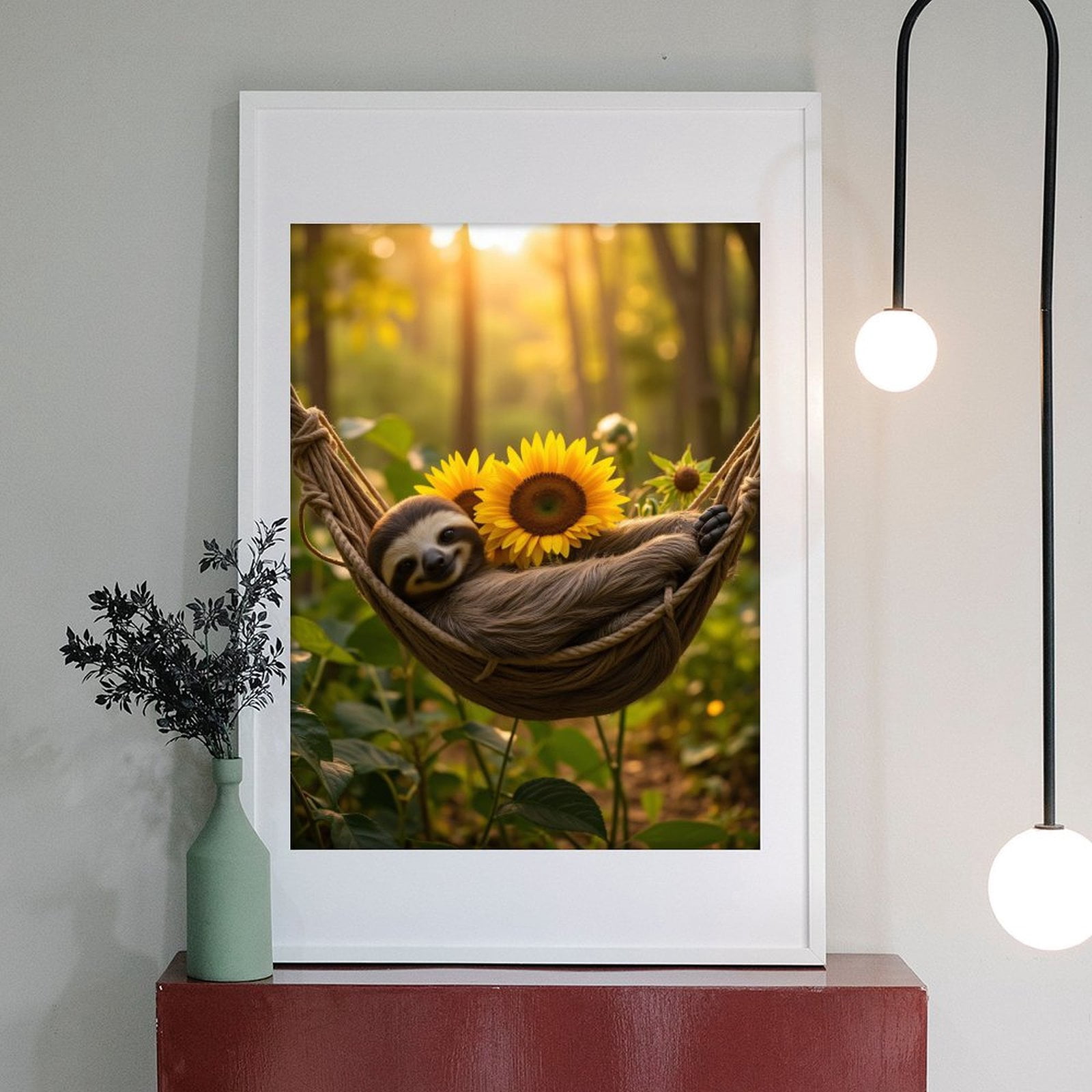 Diamond Art Kit for Adults, Cute Sloth Sunflower Hammock Greenery Diamond Painting for Adults Beginners, DIY Diamond Art Painting Kits, 5D Diamond Painting Crafts for Home Decor 12x16 Frameless