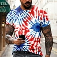 thumbnail image 2 of oqasdz Men T Shirts Summer Casual Fashion Father's Day Printed Hooded Short Sleeved Tee Top, 2 of 4