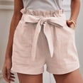 thumbnail image 2 of Gbsyewxs Womens Shorts High Elastic Waist Lace Up Solid Color Casual Summer Shorts For Women Pink, 2 of 7