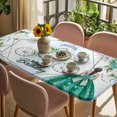 thumbnail image 3 of Happy Birthday Table Cloths for 4 Foot Rectangle Tables, Green Dress Crown Carriage Flowers Butterfly Patio Waterproof Elastic Fitted Tablecloths, Washable Rectangular Table Cover for Camping, 3 of 8