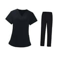 thumbnail image 2 of yuksok Woman Black Scrubs Set Work Uniforms Top and Pants for Pet Workers Size L, 2 of 9