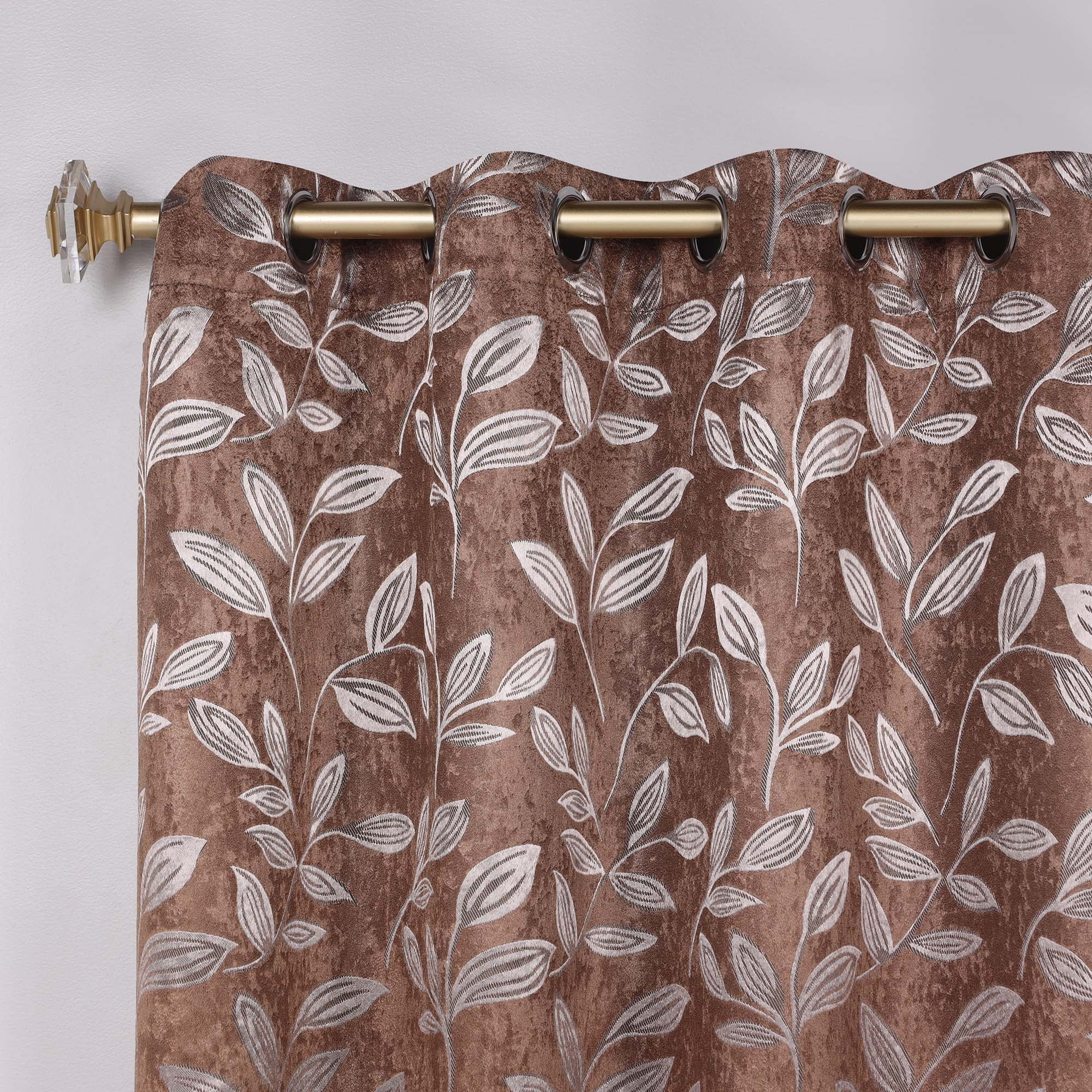 Superior Blackout Leaves Curtains Set of 2, Light Filtering Grommet Curtain Panel Set, Copper, 52"W x 120"L
