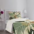 thumbnail image 4 of Ambesonne Mid Century Modern Quilted Bedspread Set 2 Pcs, Leafy Huddle Art, Twin Size, Laurel Green Peach, 4 of 4
