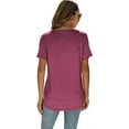 thumbnail image 4 of Women's Summer Tops Short Sleeve Round Neck Side Split Tees Loose Fit Tunic Shirts XL, 4 of 4