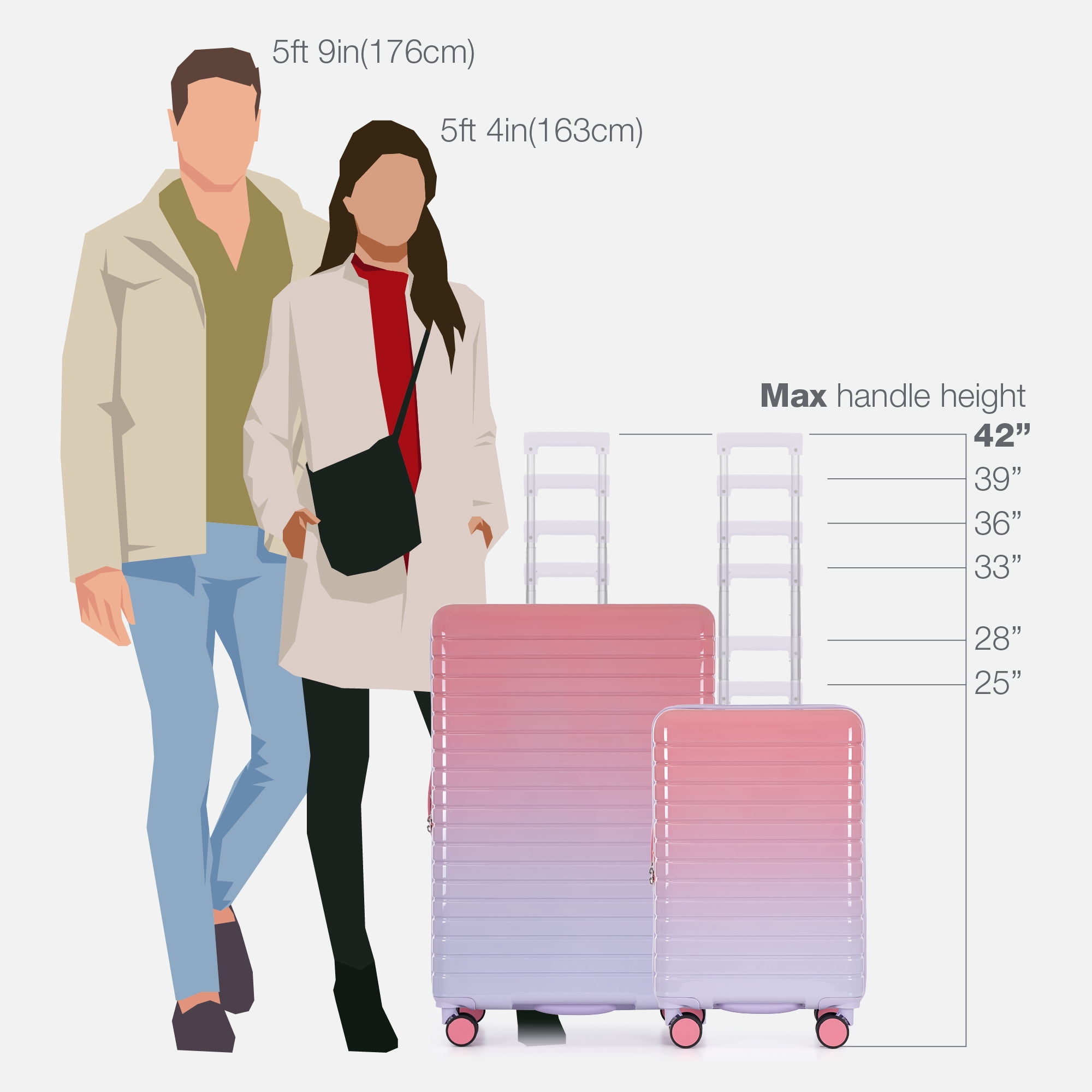 U.S. Traveler Citrine Hardside Spinner Luggage, Ombre, 30" Checked Large