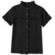 thumbnail image 5 of Camiseta holgada de manga corta con retazos de encaje liso informal a la moda para mujer, blusa con botones Pompotops hkajfhjk474158, 5 of 6