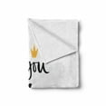 thumbnail image 2 of Saying Soft Flannel Fleece Throw Blanket, Ink Lettering You Are Modern Brush Calligraphy and a Crown on Top, Cozy Plush for Indoor and Outdoor Use, 50" x 60", Black White Yellow, by Ambesonne, 2 of 6