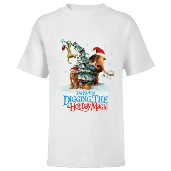 Ice Age Manny Diego and Sid Kinda Digging the Holiday Magic - Short Sleeve T-Shirt for Kids - Customized-White