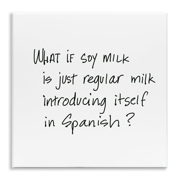 Stupell Industries Soy Milk in Spanish Food & Beverage Painting Unframed Art Print Wall Art, 12 x 12