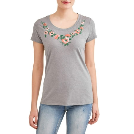 - Women's Short Sleeve Embroidered T-Shirt