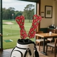 thumbnail image 4 of Yuyamidu Xmas Tree Golf Headcovers, Poinsettia Golf Head Covers for Hybrid Fairway Driver Christmas PU Leather Golf Head Protective Cover, Red, 4 of 7