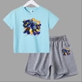 thumbnail image 3 of Conjunto de 2 piezas de camiseta y pantalones cortos informales para niños y adolescentes, de algodón, de manga corta, para verano, 3 of 5