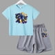thumbnail image 3 of Conjunto de 2 piezas de camiseta y pantalones cortos informales para niños y adolescentes, de algodón, de manga corta, para verano, 3 of 5