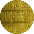 thumbnail image 1 of Ahgly Company Machine Washable Indoor Round Oriental Yellow Industrial Area Rugs, 4' Round, 1 of 4
