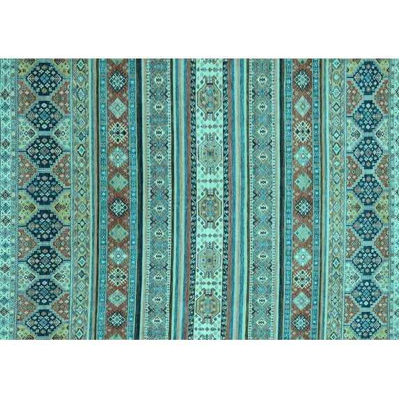 Ahgly Company Indoor Rectangle Abstract Light Blue Modern Area Rugs, 6' x 9'
