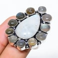 thumbnail image 2 of Natural Rainbow Moonstone,Labradorite Gemstone 925 Sterling Silver Ring S.8, 2 of 2