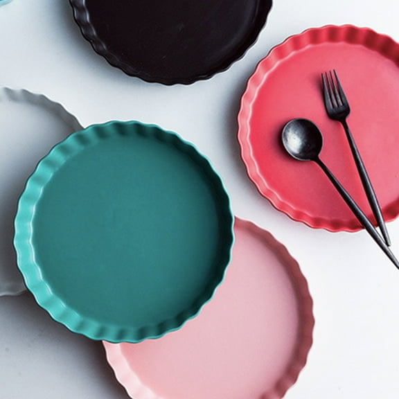 OUNONA  Ceramic Plate Serving Dinner Plates Pink Kitchen Accessories Dishes