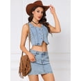 thumbnail image 4 of DARING DIVA Women's Sleeveless V Neck Button Down Cropped Jean Vest XL Light Blue, 4 of 7