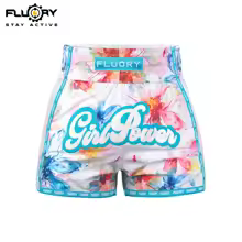blue, variant on FLUORY Muay Thai Shorts Printing Free Combat Mixed Martial Arts Boxing Training Match Pants Leisure Style Beautiful Flower Print