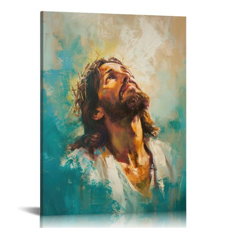 Jesus wall art decor Christian wall art Jesus Canvas Wall Art Print ,Easter Jesus Decorations Religious Christian Gifts for Church Prayer Room Living Room Home Decor Gift Wooden Framed
