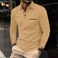 thumbnail image 2 of Godokuleh Mens Fashion Polo Shirts Cotton Classic Long Sleeve Thermal Button Shirt with Pocket Yellow XL, 2 of 5