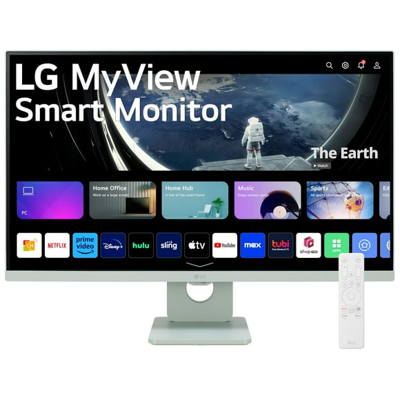 LG 27SR50F-G MyView Smart Monitor 27-Inch FHD (1920x1080) IPS Display, webOS 23, HDR 10, x2 Built-in Speakers, AirPlay 2, Screen Share, Bluetooth, ThinQ App, Remote Control, Green
