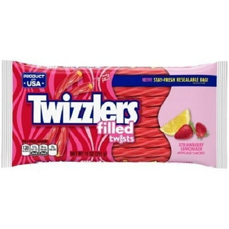 - NEW TWIZZLERS FILLED TWISTS STRAWBERRY LEMONADE 'ARTIFICIALLY FLAVORED' 11 OZ