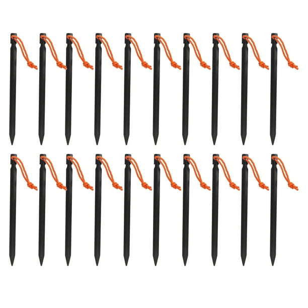 Estacas Para Tiendas De Campaña, Clavijas Para Tiendas De Campaña Resistentes, Suministros Para Exteriores, 20 Piezas, Estacas Para Tiendas De Campaña En Forma De V, Clavijas ANGGREK Negro
