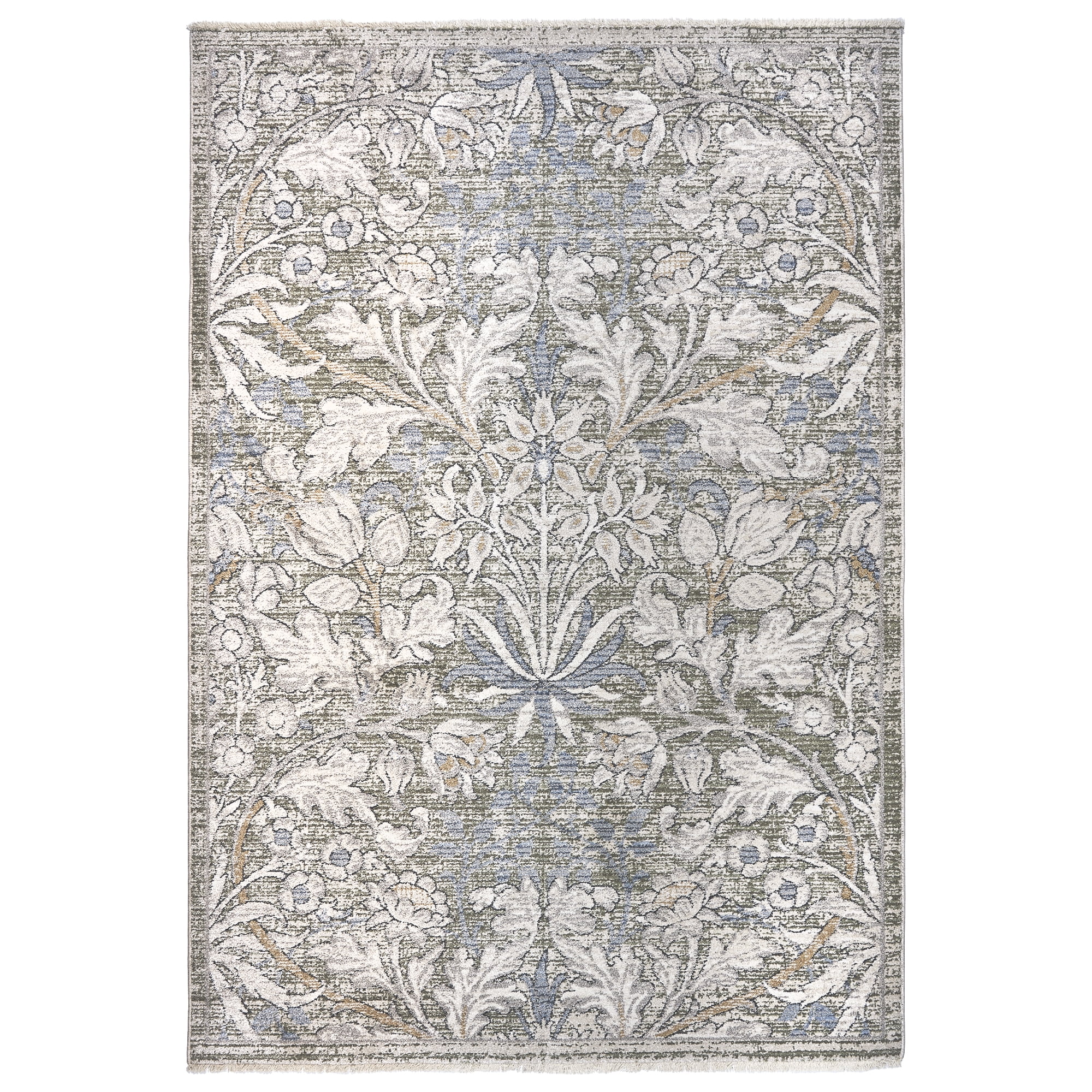 Paradis Hora Transitional Floral Green Area Rug, 5x8