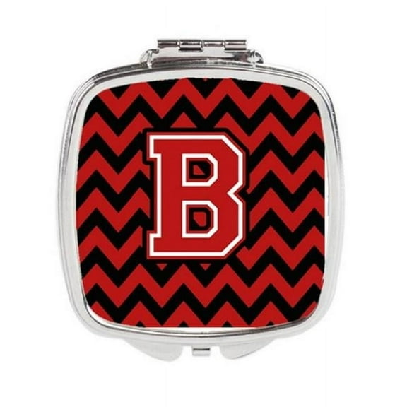 Letter B Chevron Black & Red Compact Mirror - Black & Red - 3in. H x 0.3in. W x 2.75in. L