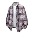 thumbnail image 1 of Blusa y camisa de manga larga con cuello vuelto para hombre, moda informal, botones, bolsillo enrejado, cuello vuelto, camisa de manga larga para hombre, abrigo de poliéster, 1 of 4