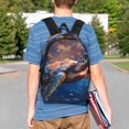 thumbnail image 4 of Rateoe Night Sky Turtle Pattern Student Backpack Water-resistant Backpack 15-inch Laptop Backpack Lightweight Adjustable School Backpack, 4 of 6