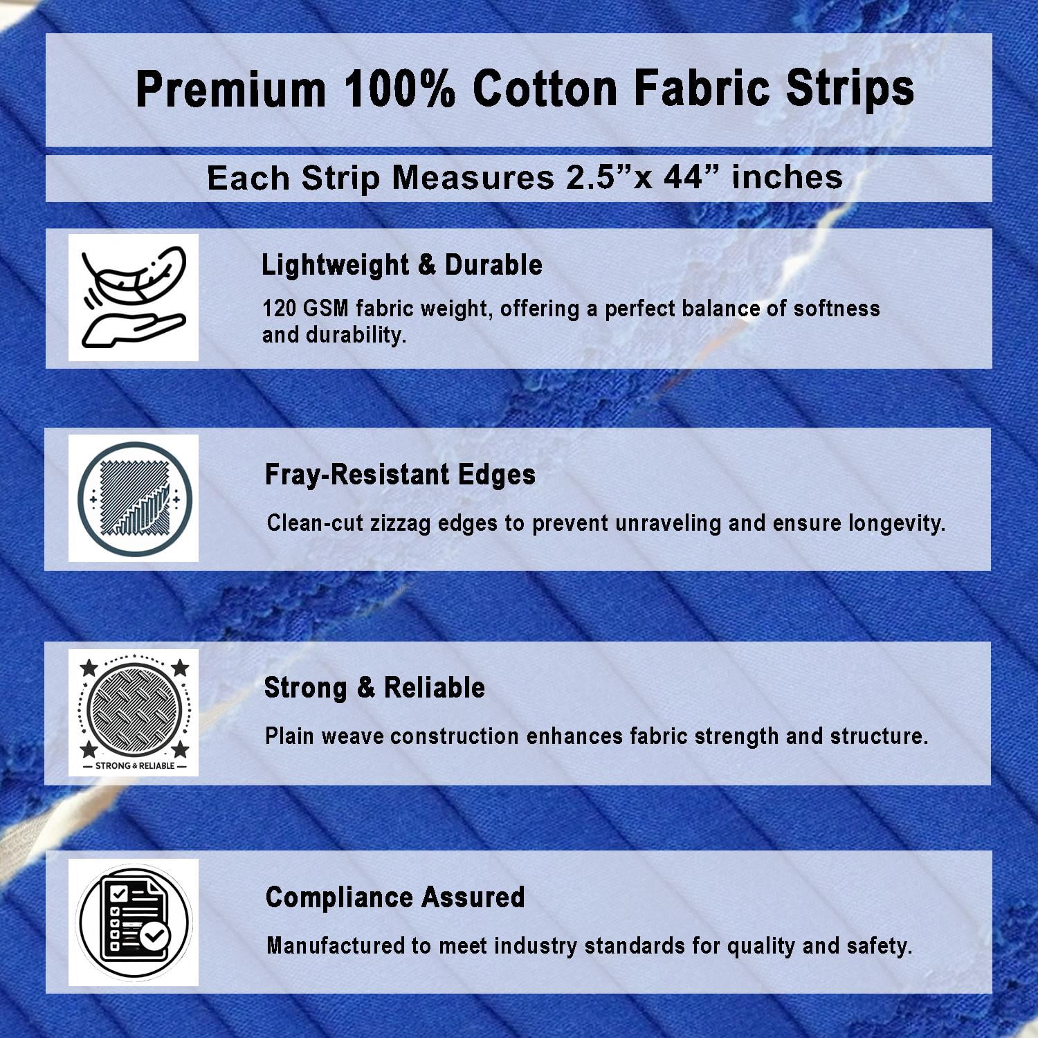 Soimoi Solid Jelly Roll Fabrics for Quilting 40 Strip 2.5" Cotton Strips Bundles, Perfect Quilting for Craft Project, Precut Quilt Fabirc, Cotton Strips for Home Decor, Rugs - Blue