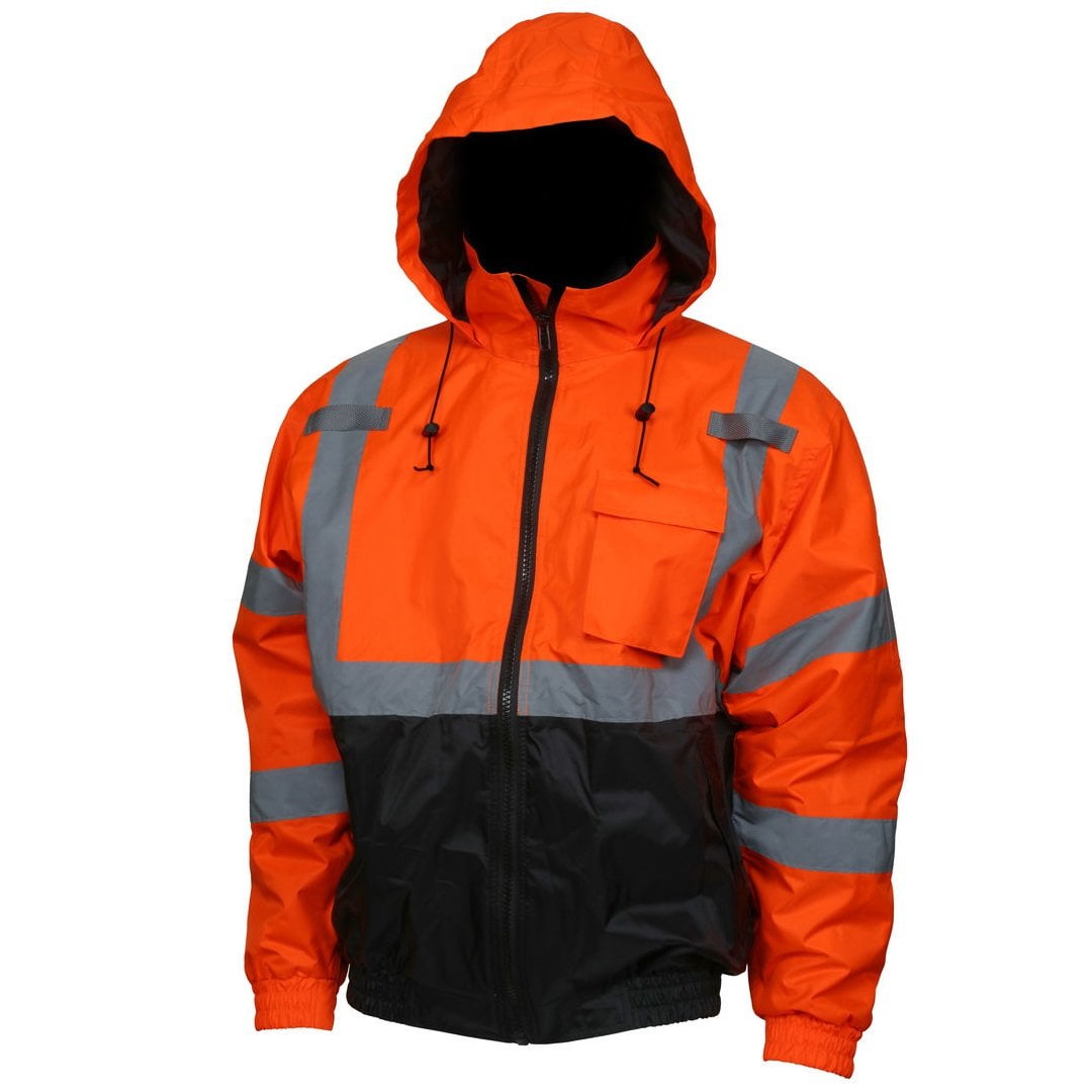 Two Tone Value Bomber Jacket, Class 3, Quilted Rain Jacket, Fluorescent