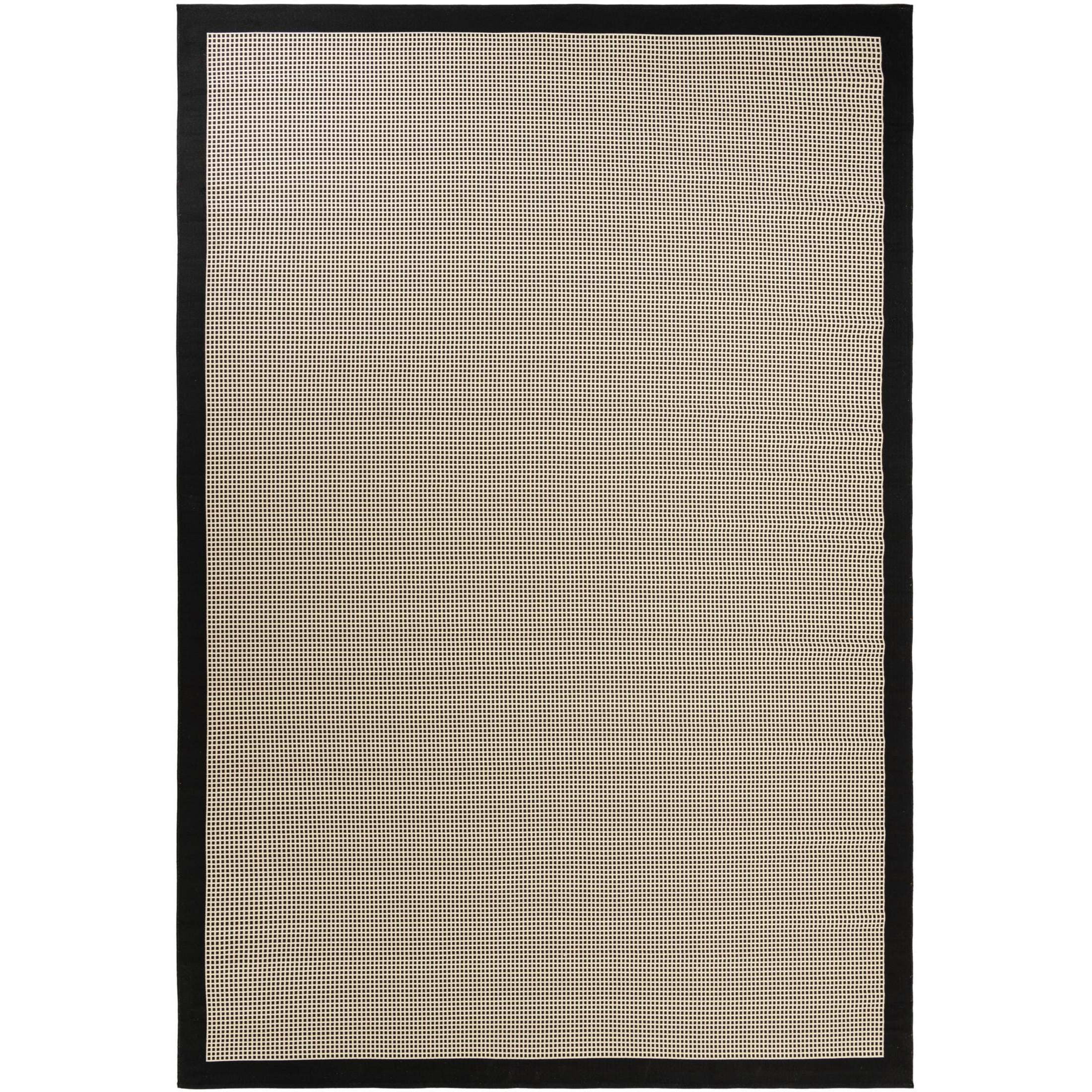 Unique Loom Outdoor Border Collection Area Rug - Frame (10' x 14' 1" Rectangle Black/Ivory)