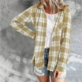 thumbnail image 2 of UYISJ Women's Plaid Hoodie Long Sleeve Jacket Button Drawstring Casual Fall Shirts Full Zipper Outerwear with Pocket Yellow S, 2 of 5