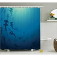 thumbnail image 1 of Blue Shower Curtain Set, Hammerhead Shark School Scan Ocean Dangerous Predator Wild Nature Illustration, Bathroom Decor, Navy Blue, by Ambesonne, 1 of 1
