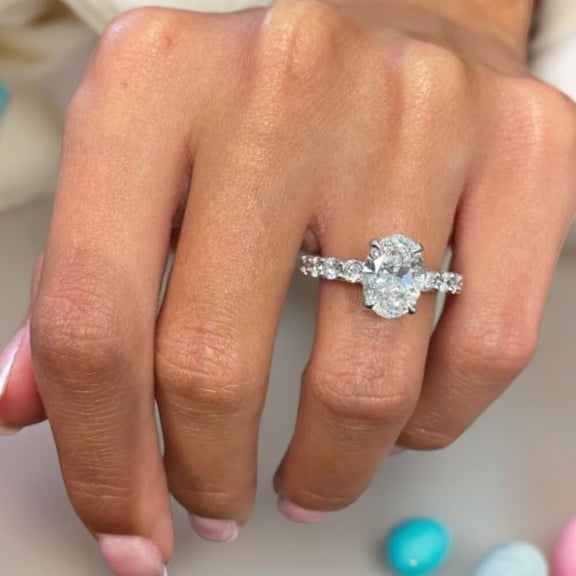 2CT Ct Oval diamond Women Engagement Ring 14k White Gold Plated