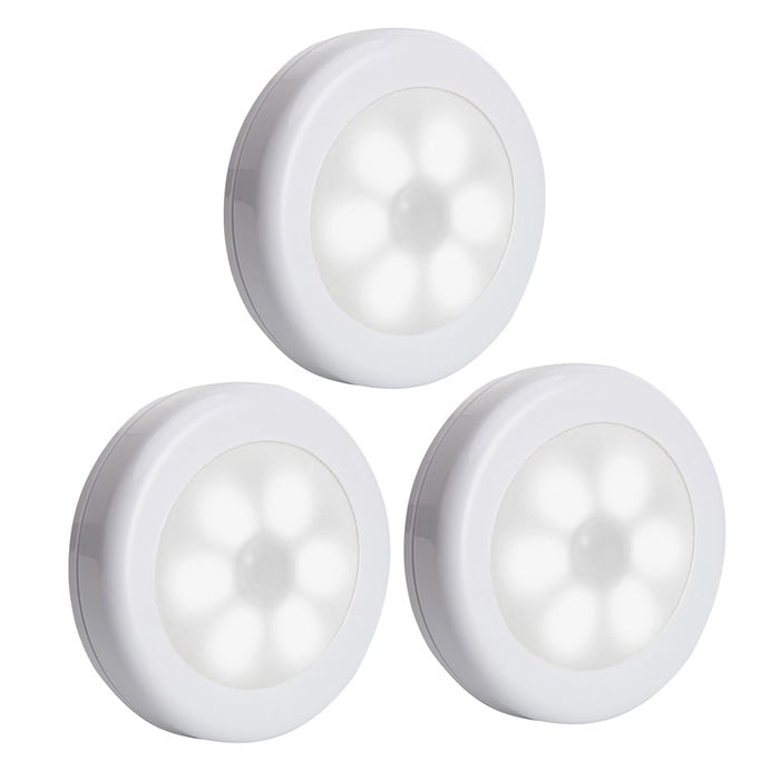 6 Pack Cool White Portable 6 LED Motion Sensor Battery Operated Night Light 