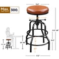thumbnail image 3 of Taburete de bar Yaheetech, ajustable, 55-72 cm, asiento marrón vintage, 3 of 9