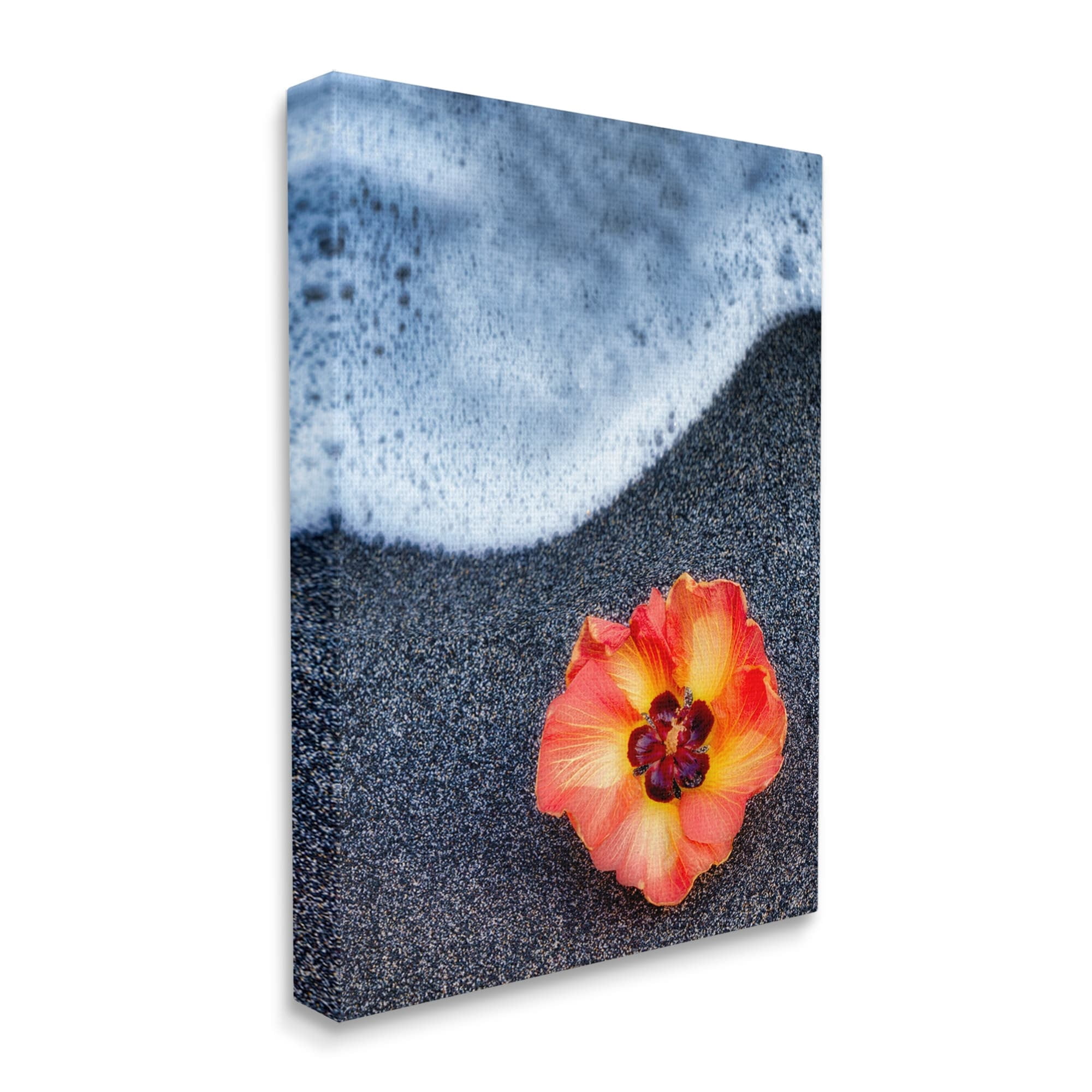 Stupell Industries Red Poppy Soothing Beach Foam Black Sand Photography Gallery-Wrapped Canvas Print Wall Art, 24x30, by Dennis Frates