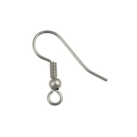 Stainless Spring Wire - French Hook Earring Wire With Bead & Spring Surgical Stainless Steel (10-Pcs)