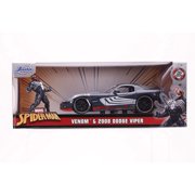 2008 Dodge Viper SRT10 Dark Gray with Venom Diecast Figurine Spider-Man Marvel Series 1 24 Diecast Model Car by Jada