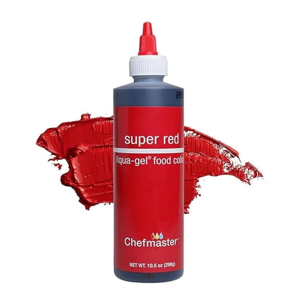 Chefmaster Super Red Liqua-Gel Food Coloring - Vibrant Color - Professional-Grade Dye for Icing, Frosting, Fondant - Baking & Decorating - Fade-Resistant - Easy-to-Use - 10.5 oz