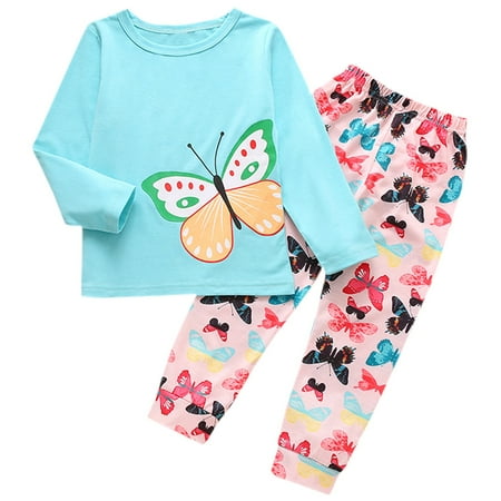 

Baby Kids Tops Pants Sleeve Long Boys Pajamas Girls Printed Outfit Set Boys Outfits Set 6 Month Boy Outfits