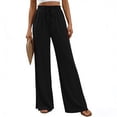 thumbnail image 6 of Palazzo Pants for Women Boho Wide Leg Pants Lightweight Drawstring Elastic Waist Trousers Black XXL, 6 of 7