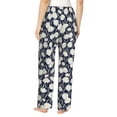 thumbnail image 3 of Naloa Daisies Flowers Print Women’s Ultra-Soft Comfy Pajama Lounge Pants with Pockets & Drawstring, 3 of 8
