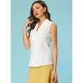 thumbnail image 5 of Camisas con botones para mujer, cuello de solapa, camisetas sin mangas de trabajo informales de verano blanco M, 5 of 5