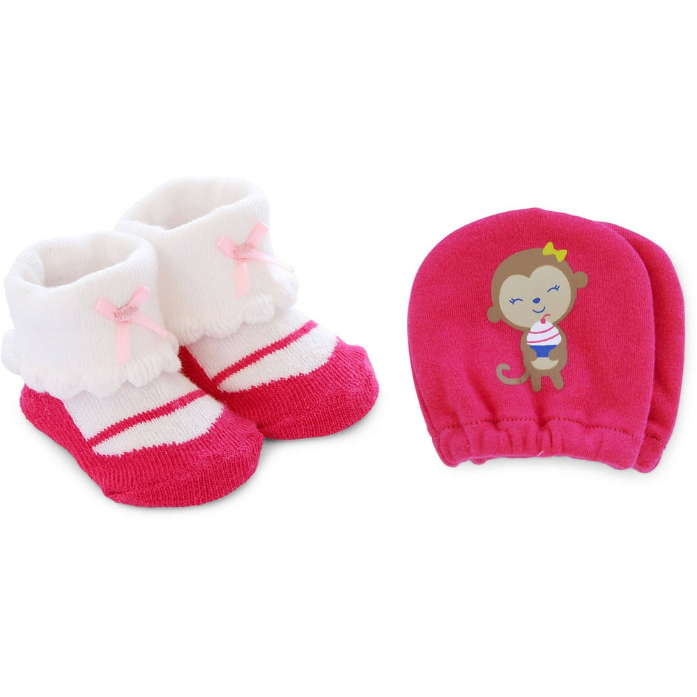 Newborn Baby Girl Keepsake and Mittens Set