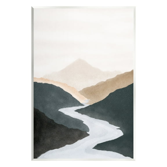 Stupell Industries Flowing River Nature Landscape Foggy Distant Mountain Painting Unframed Art Print Wall Art, Design by JJ Design House LLC